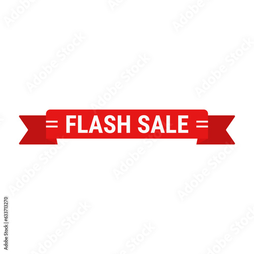Flash Sale In Red Ribbon Rectangle Shape With White Line For Business Promotion
