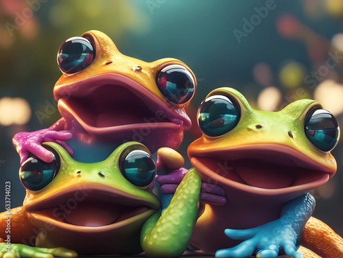 happy cute frogs  smiling taking selfie-summer vibes