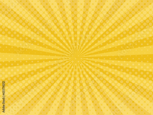 concentration lineドット柄の集中線の黄色背景