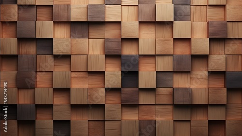 3d wood blocks wall
