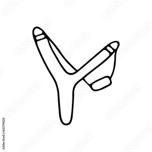 Hand drawn vector illustration of toy slingshot.