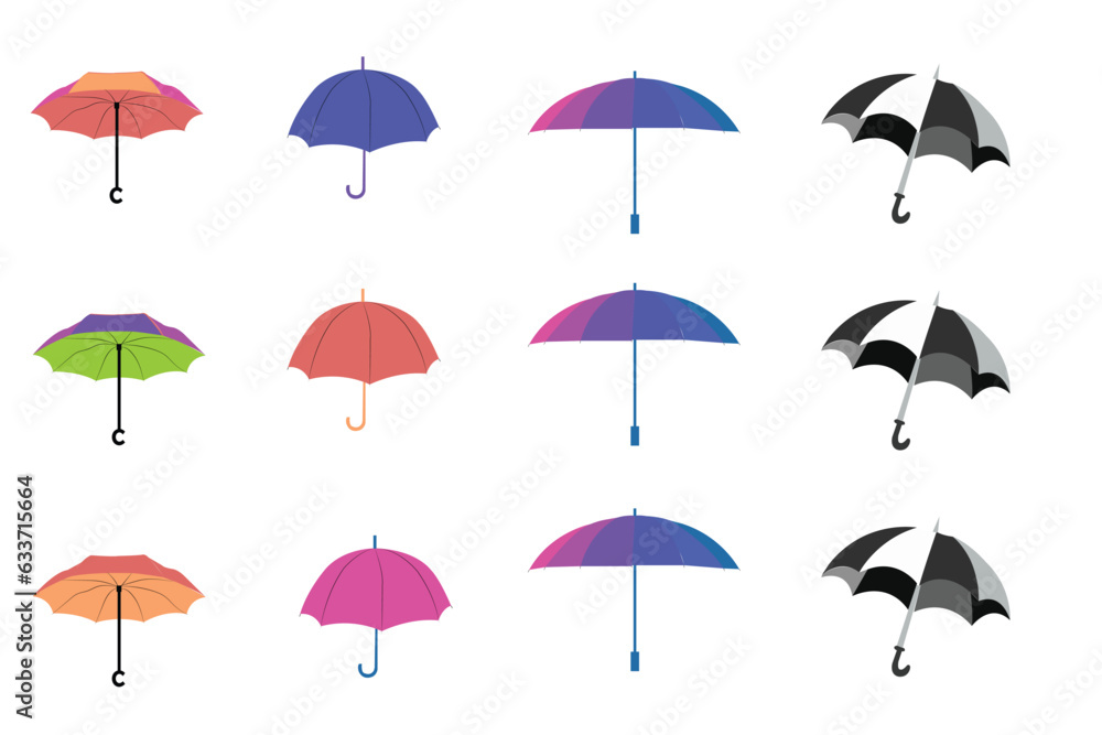 Colorful Umbrella 3 picture illustration in vector.