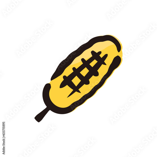 Grilled corn - Food icon/illustration (Hand-drawn line, colored version)