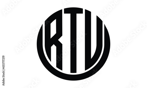 RTU shield in circle logo design vector template. lettermrk, wordmark, monogram symbol on white background.	