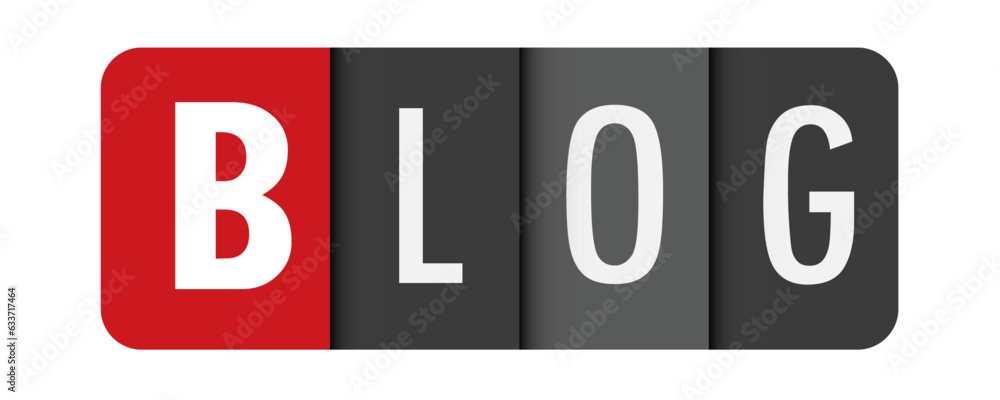 BLOG gray vector typography banner with initial letter highlighted in red BLOG gray vector typography banner with initial letter highlighted in red