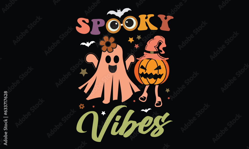 Spooky Vibes Retro T-Shirt Design Spooky Vibes Retro T-Shirt Design