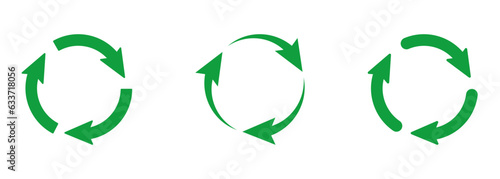 Recycle, Eco-Friendly Icon Set. Circular Arrow Sign. Repeat, Synchronize, Reload and Refresh Symbol Collection. Reuse Ecology Organic Product Pictogram. Circle Arrows. Isolated Vector Illustration