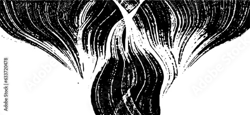 Monochrome texture composed of irregular graphic elements. Distressed uneven grunge background. Abstract vector illustration. Overlay for interesting effect and depth. Isolated on white background.