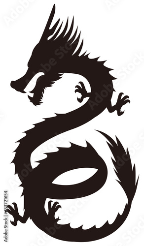 龍シルエット02（黒-昇り龍）
