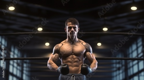 Athlete Boxer Standing And Recreation On Boxing Ring
