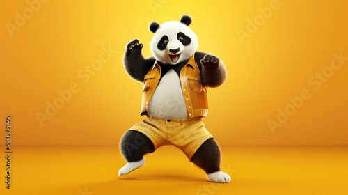 Cool cheerful cartoon style panda dancing salsa © Natalia