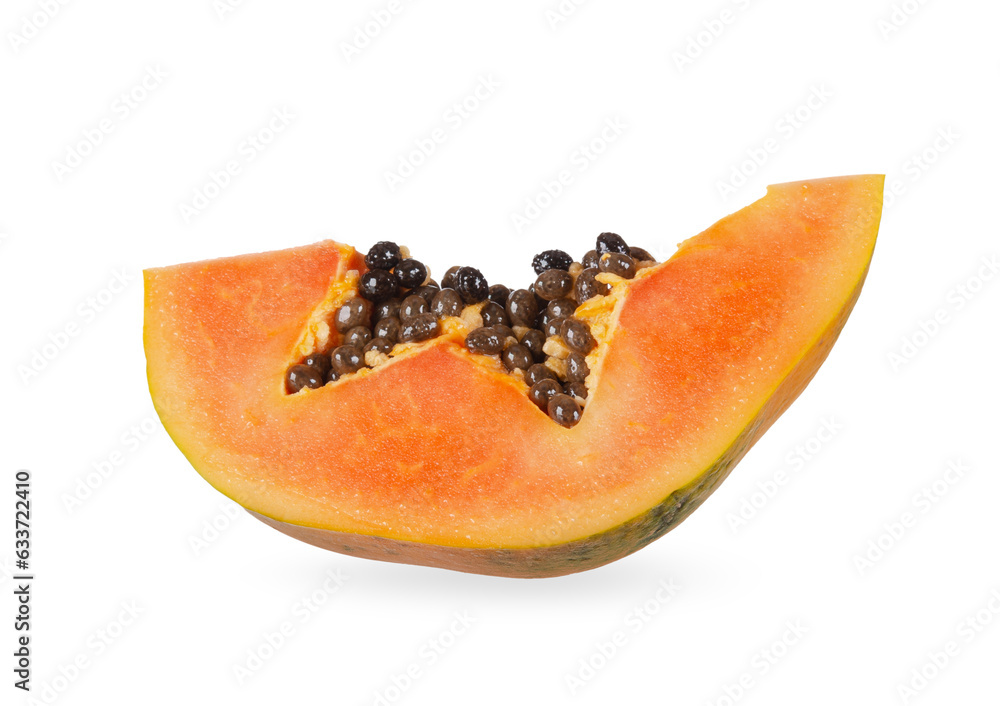 Slice ripe papaya isolated on the transparent background. Slice ripe papaya isolated on the transparent background.