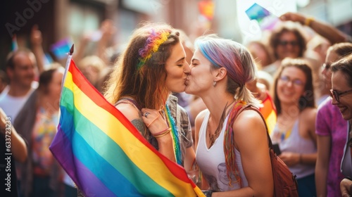 LGBTQ Kissing Girls in passion - stock picture