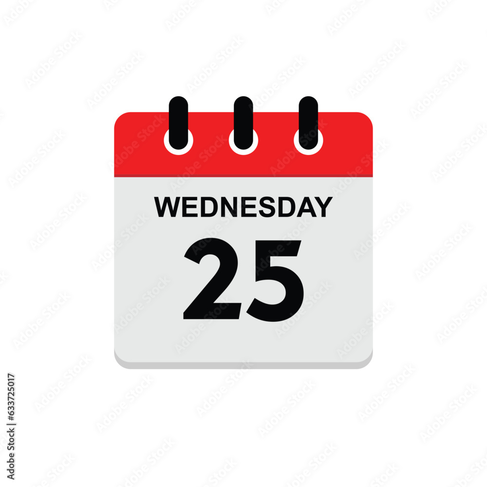 Fototapeta premium 25 wednesday icon with white background, calender icon
