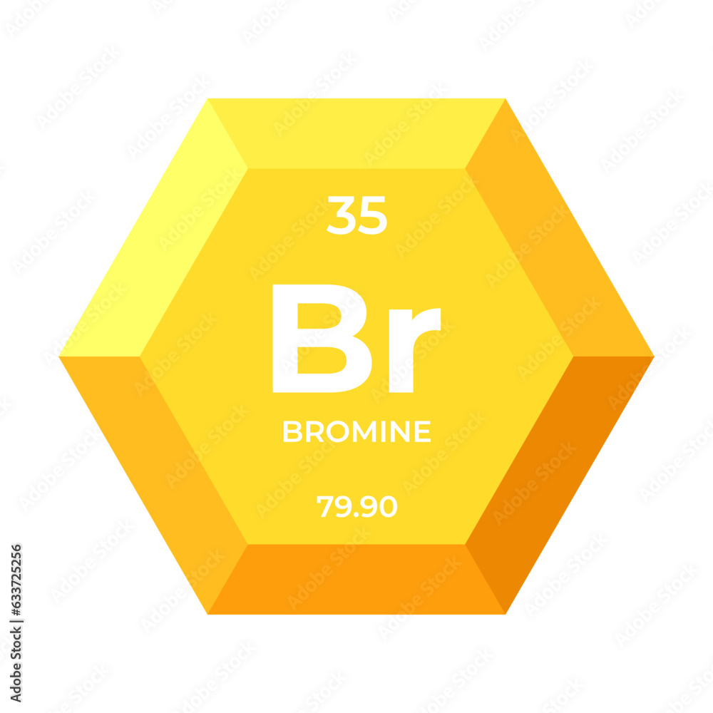 Bromine is chemical element number 35 of the Halogen group. Icon of