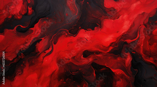 Abstract marble acrylic paints in red and black painted in waves, texture.