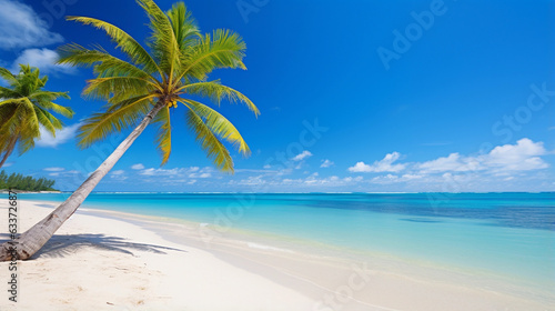 A Breathtaking Beachscape Adorned with Lush Palm Trees © Linus