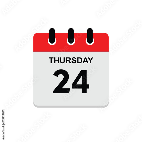 24 thursday icon with white background, calender icon