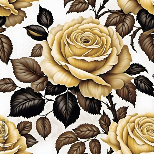 seamless pattern with roses generative ia