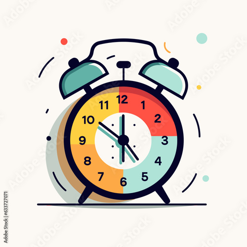 Vector colorful alarm clock, clock logo, clock icon, clock sticker