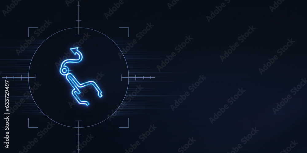 online human augmentation technology icon neon sign