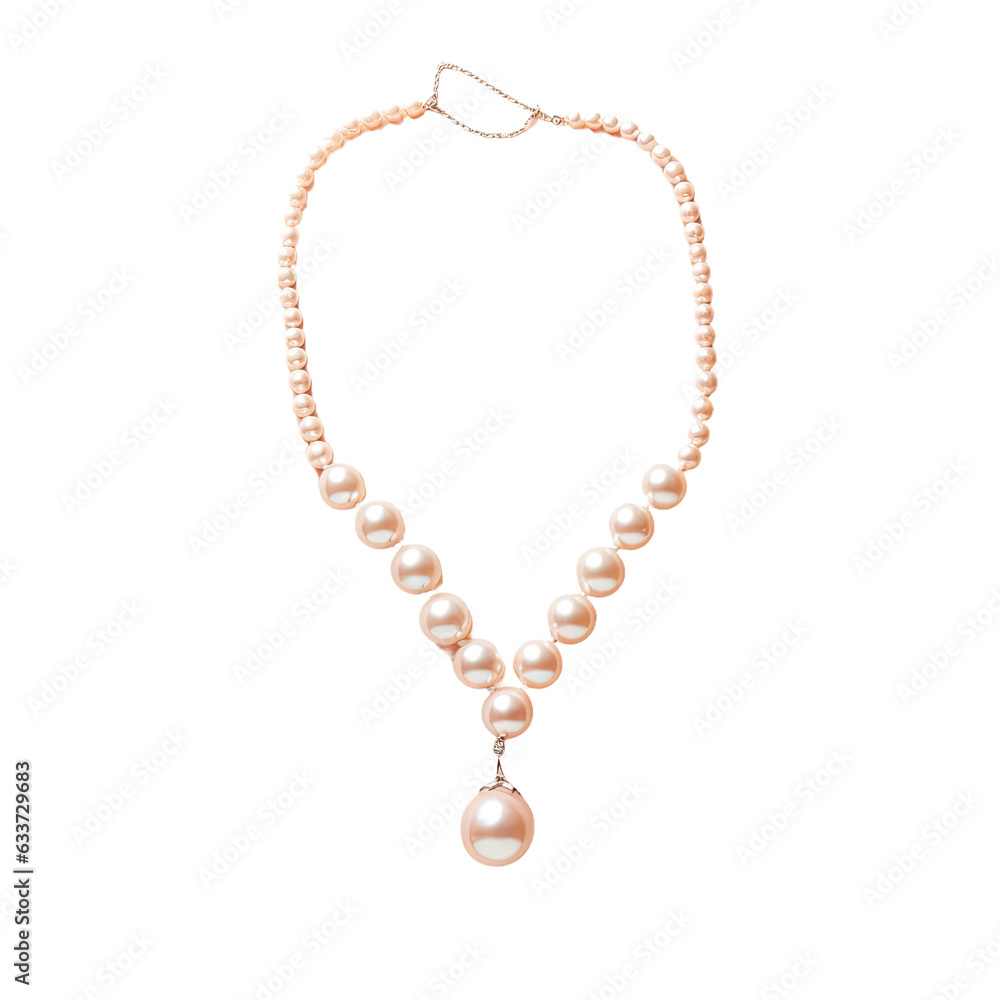 Color background highlighting pearl necklace
