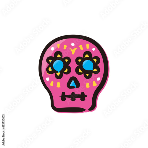 Calavera - Mexico icon/illustration (Hand-drawn line, colored version)