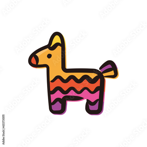 Pinata - Mexico icon/illustration (Hand-drawn line, colored version)