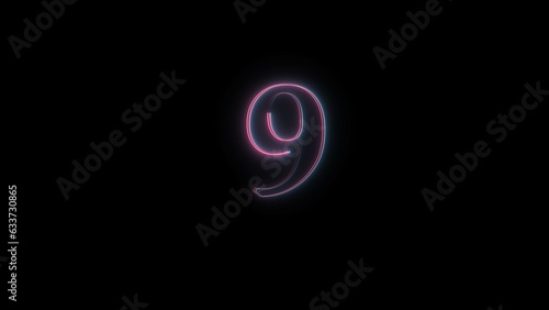 abstract glowing neon count down number illustration background