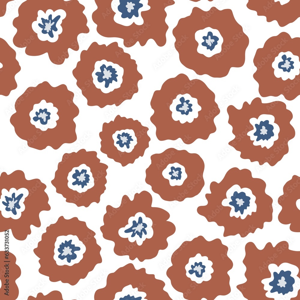 Seamless pattern with primitive floral. Simple minimalistic background. Hand drawn large flower buds. High quality photo Seamless pattern with primitive floral. Simple minimalistic background. Hand drawn large flower buds. High quality photo