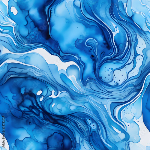 Abstract art blue background with liquid watercolor paint alcohol ink. watercolor texture, marble texture, grunge texture for banner, background. generative AI