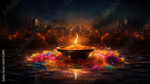Diwali india wallpaper with burning candles 