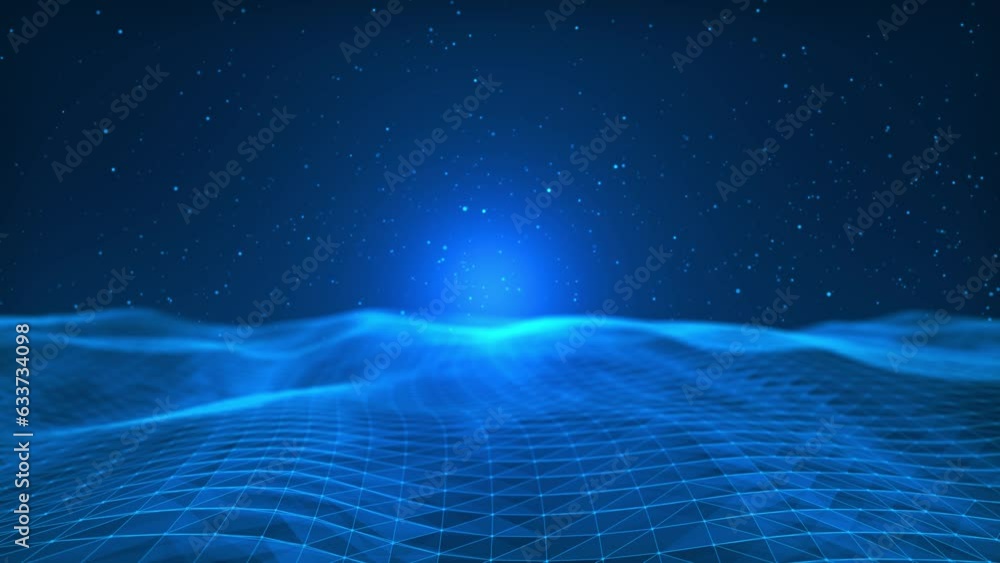 4K Digital Blue technology plexus lines motion graphics background ...