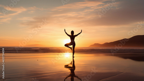 Silhouette of a Girl in Yoga Pose Embracing Inner Peace and Serenity