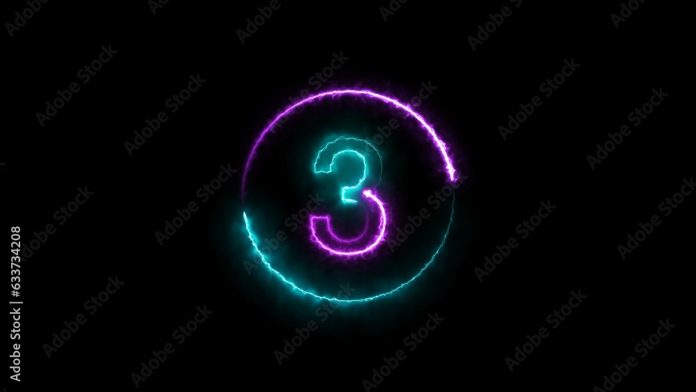 abstract glowing neon count down number illustration 4k abstract glowing neon count down number illustration 4k
