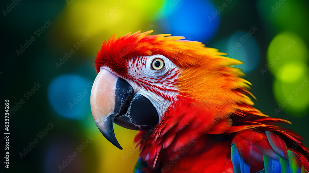 big beautiful bright red parrot close up
generated by AI