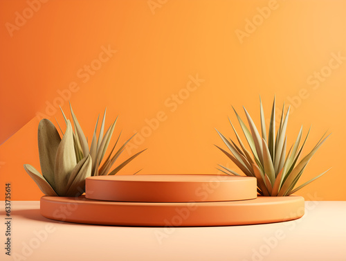3d objects in orange pastel little plants for product generator by AI
