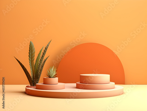 Stage or podium for product orange 3d generator by AI