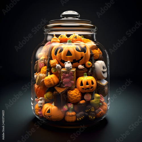 Halloween candy in a large glass jar generator by AI