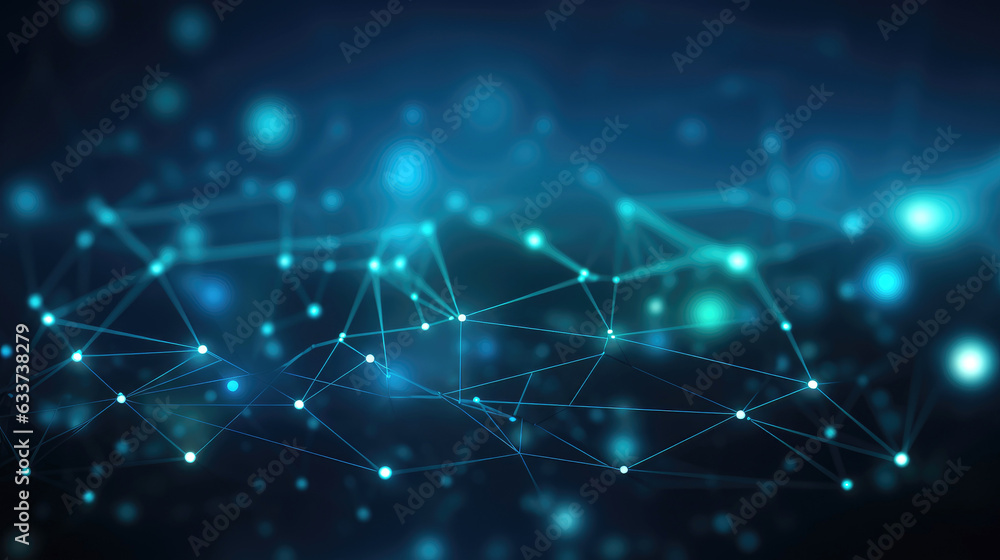 A blue background showing a line of connected dots, in the style of futurist elements. Generative AI A blue background showing a line of connected dots, in the style of futurist elements. Generative AI