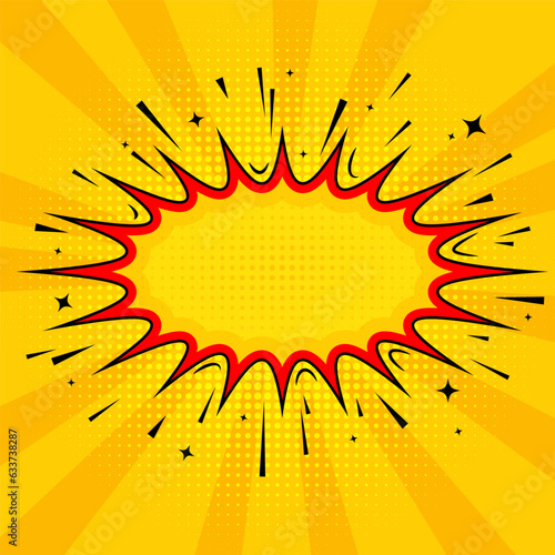 Fototapeta Naklejka Na Ścianę i Meble -  Trendy poster background for sale promotion in yellow and orange. Colorful background in pop art retro comic style. Sale Template Design, Banner for Social Media Posts, background for speech bubble.