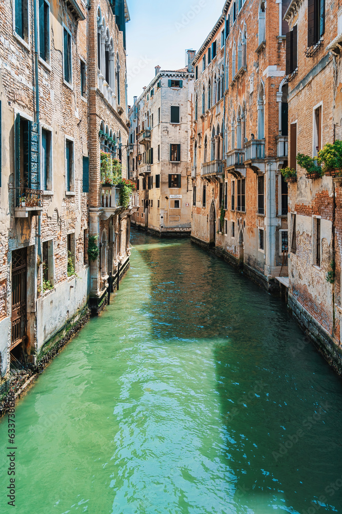 Picturesque Scene from Venice with the narrow water canals.