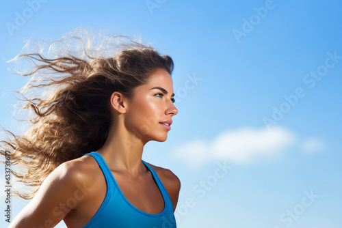 Young female athlete doing exercise outdoors