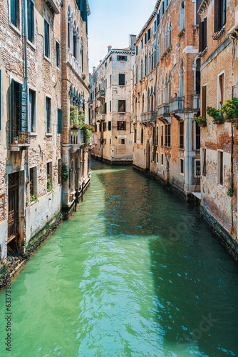Picturesque Scene from Venice with the narrow water canals.