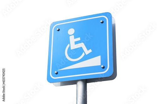 Wheelchair ramp sign. Sign that the place is equipped with a ramp for wheelchairs, isolate on a white background