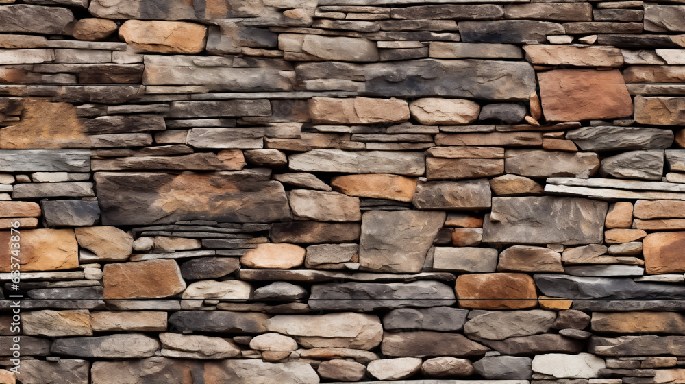 Fototapeta premium Stone Wall Seamless texture. Wall made from flat slab stone.