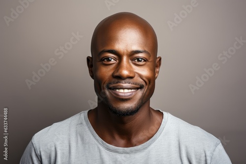 Happy smiling african american man, close up portrait against gray background