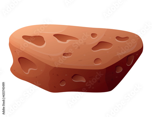 Vector cartoon space asteroid with craters, isolated rough stone meteorite.