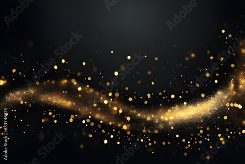 Golden particles  black background  blur  and a bokeh effect. Generative AI