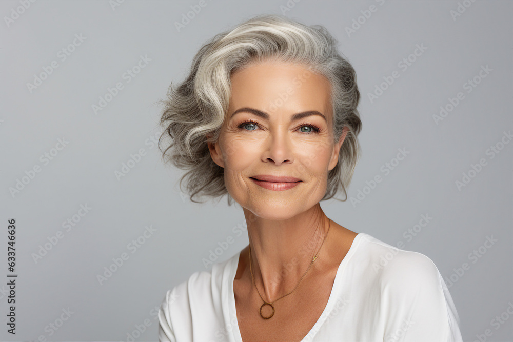 Fototapeta premium Generative AI picture mature old lady close up portrait Healthy face skin care beauty skincare cosmetics